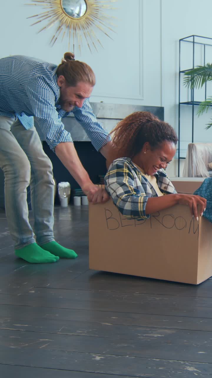 Exciting move of a diverse couple into their new home