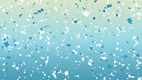 animation of confetti falling over gradient blue background