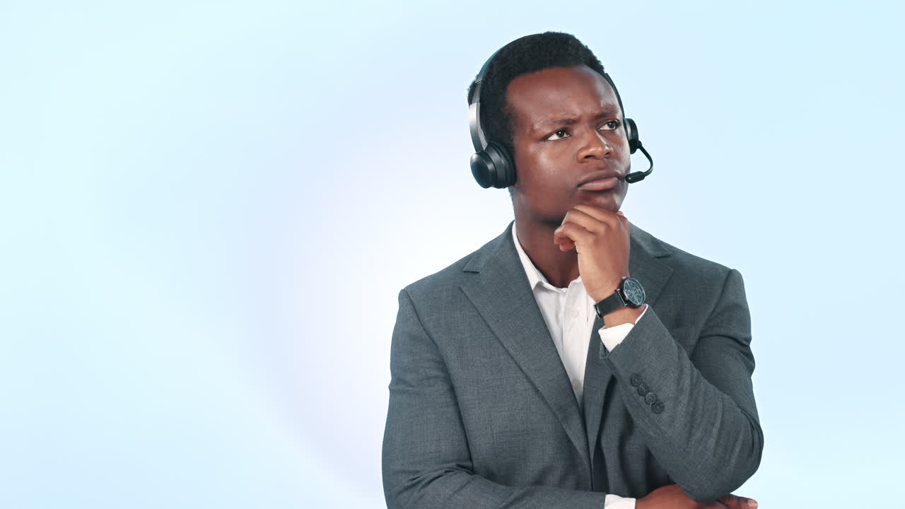 Call center, thinking black man
