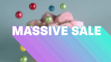 animation of colorful balls bouncing over text massive sale on vibrant background