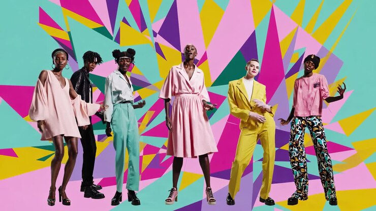 Modelle Diverse in Abiti di Moda Vivaci