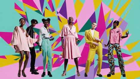 mujeres modelos diversas en trajes de moda vibrantes