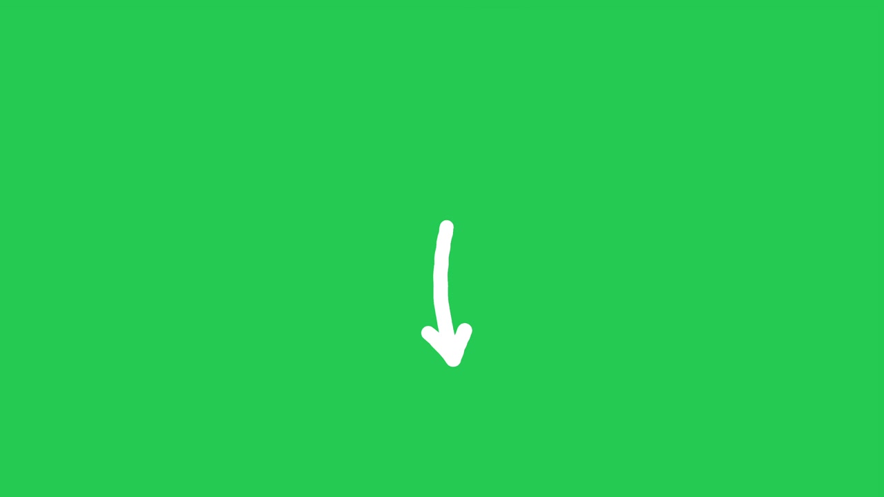 Animated White Arrow Pointing Down on Green Screen Background
