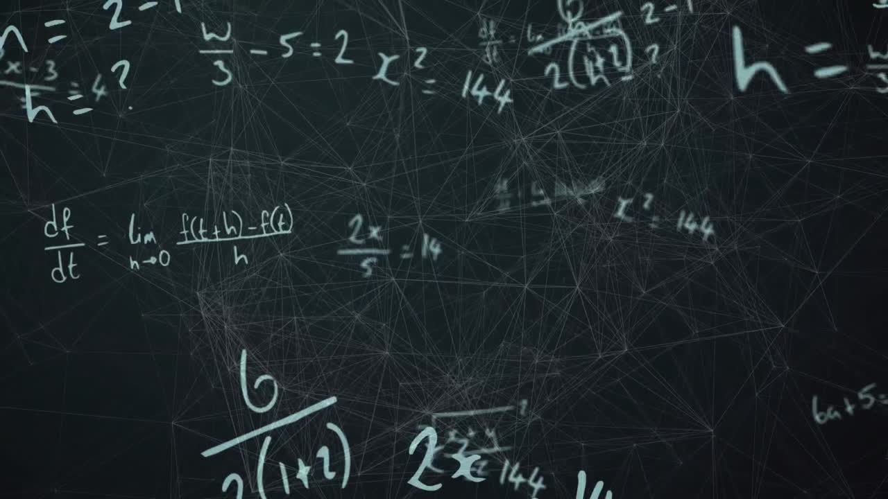 animación de ecuaciones científicas escritas a mano sobre fondo negro