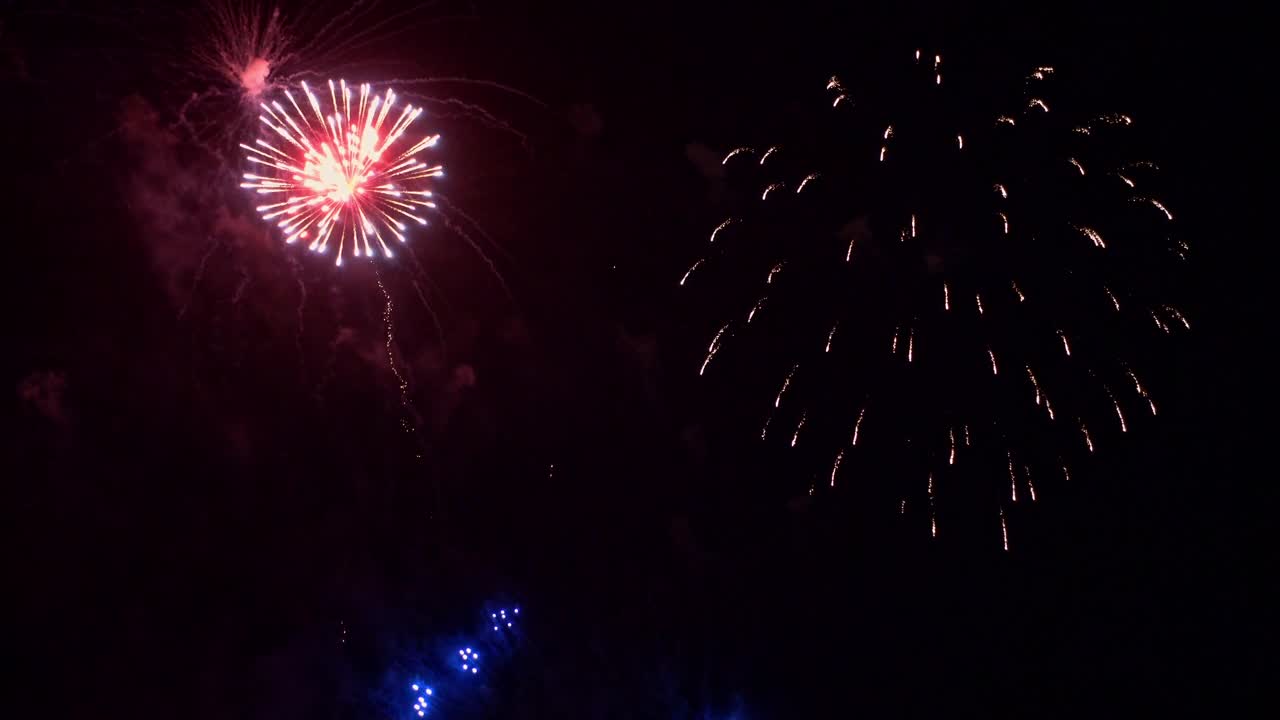 Beautiful colourful fire work display at night for celebration in festival