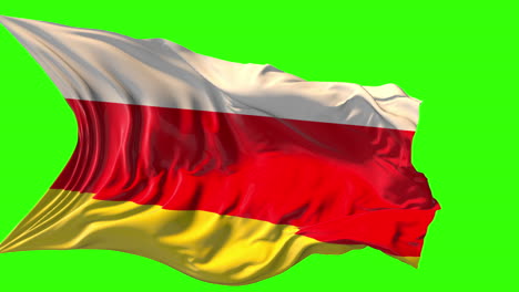 Waving Flags of Poland and South Ossetia on Green Screen