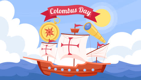 an animation of hand drawn flat columbus day background