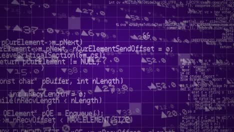 animation of data and information with moving numbers and arrows over a grid