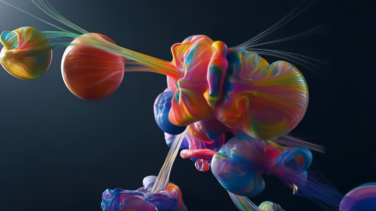 Vibrant Abstract 3D Fluid Shapes