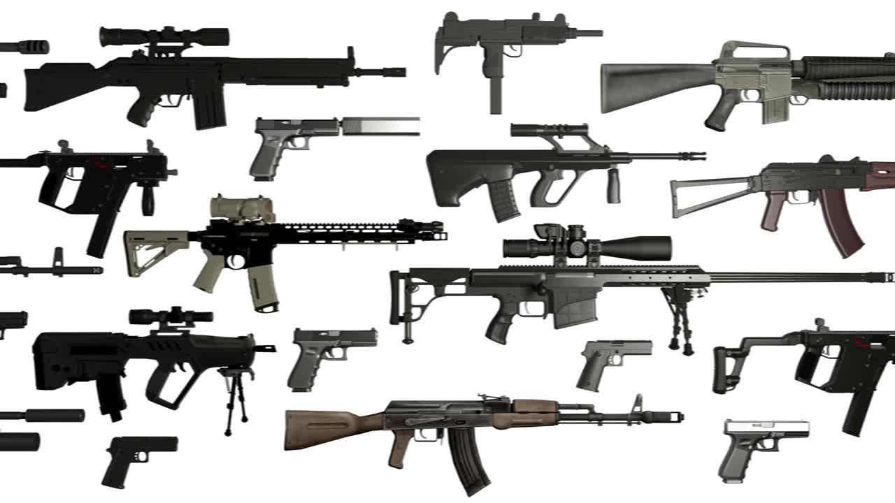 armas rifles ametralladoras pistolas en blanco