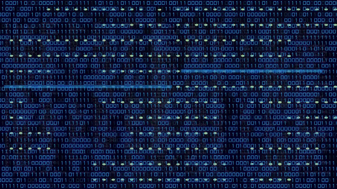 Animation of binary coding and data processing