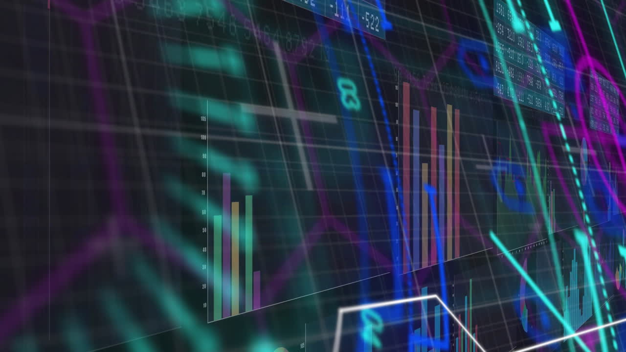 animación del procesamiento de datos con escaneo de alcance sobre fondo negro