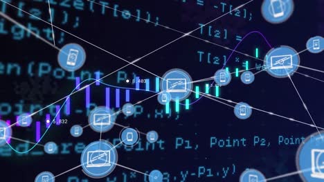 Animación-De-La-Red-De-Iconos-De-Medios-Conectados-Y-Datos-Sobre-Fondo-Negro