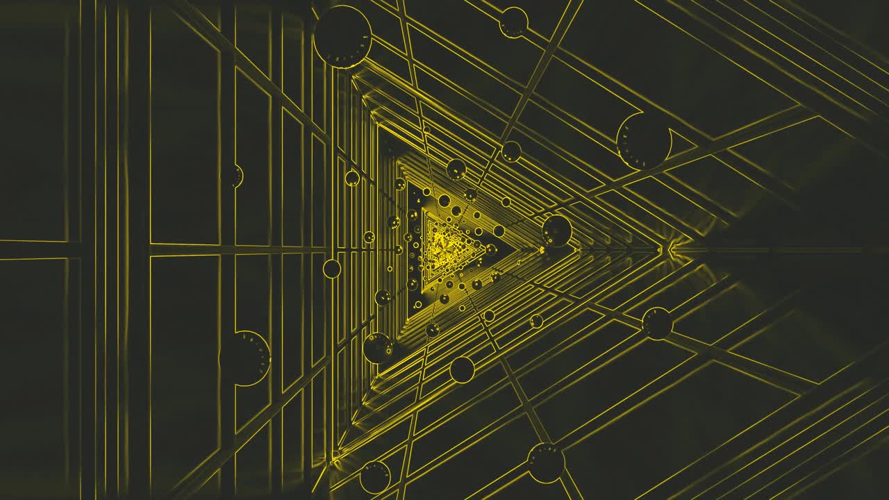 Colorful geometric patterns blend seamlessly in a continuous loop, generating a captivating display that draws viewers into an ever changing visual depth