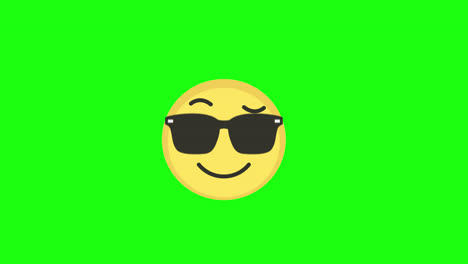 Cooles,-Fröhliches-Emoji-In-Sonnenbrillen-Symbol,-Lächeln,-Ausdruck,-Schleifenanimation-Mit-Alphakanal.