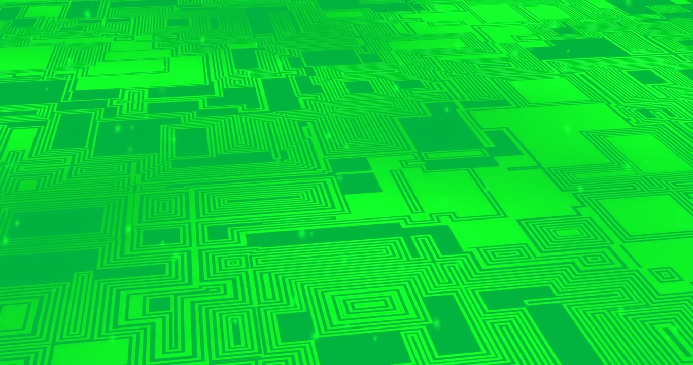 Animation of green shapes moving over transparent background