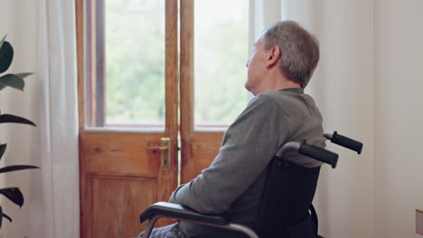 Elderly-man,-wheelchair-and-retirement