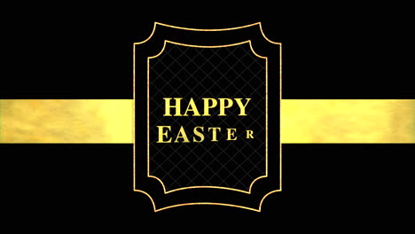 Happy-Easter-text-with-gold-frame-on-fashion-black-gradient