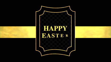 happy easter text with gold frame on fashion black gradient