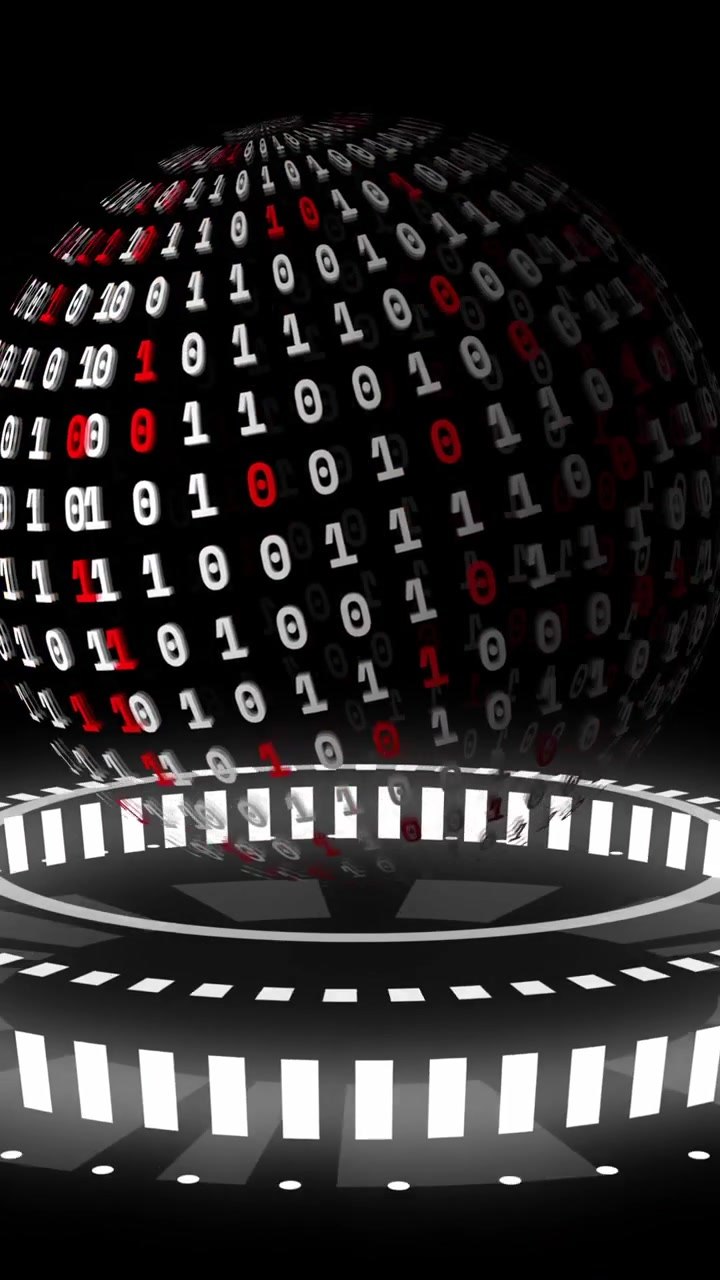 Animation of binary coding data processing over globe