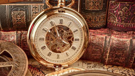 Vintage-pocket-watch.-Vintage-background-Concept-of-time-history.