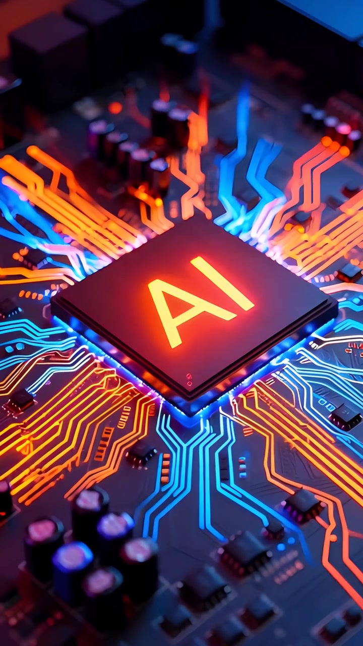 Futuristic AI Chip Motherboard Technology Background 4K