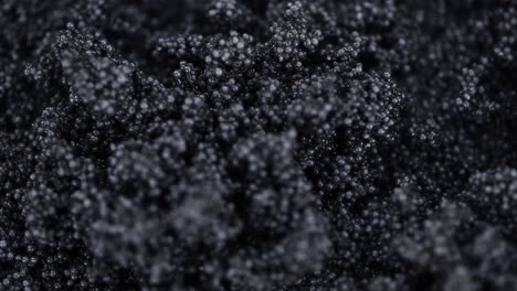 portion of black caviar rotating on a plate (close-up; seamless loopable)