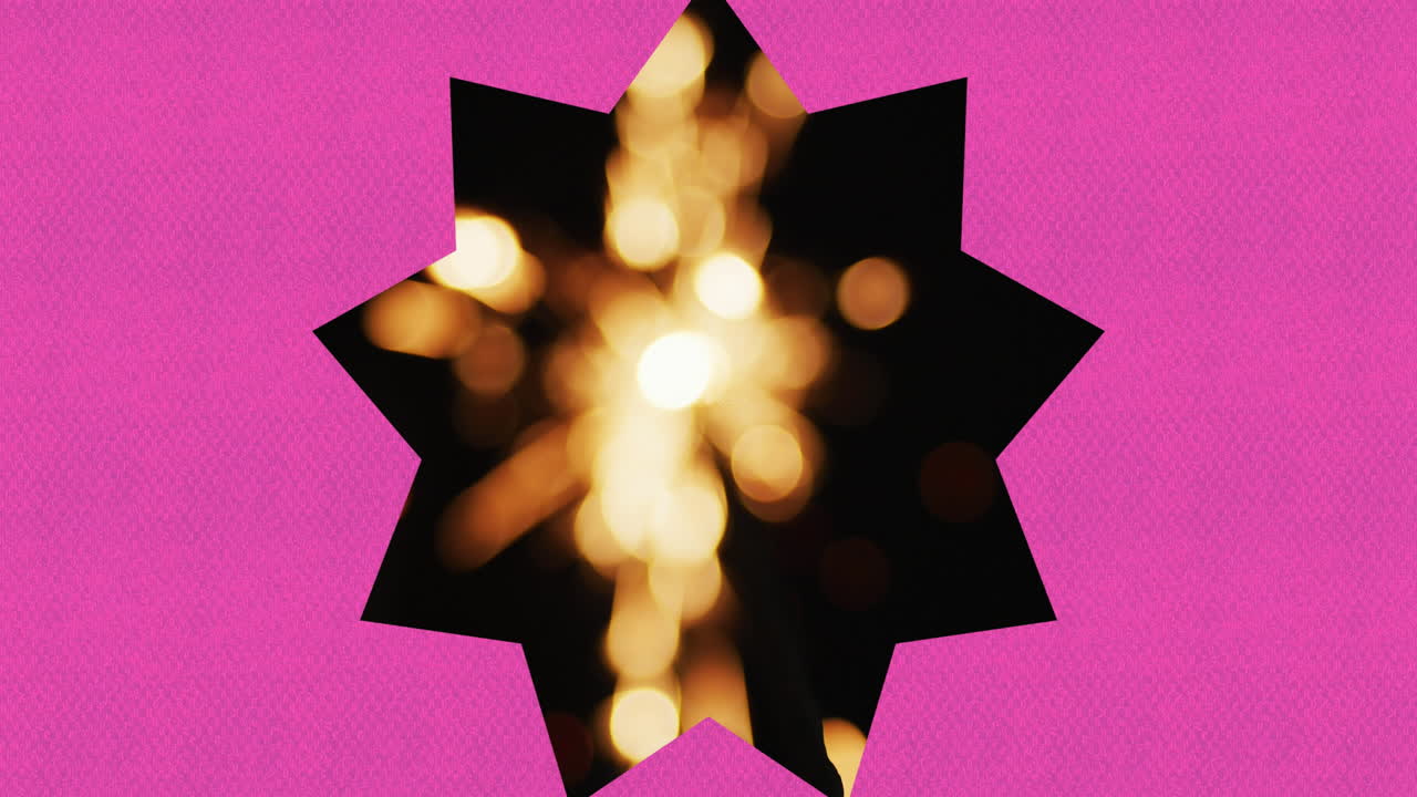 빛나는 반이는 불꽃 위에 보라색 별의 애니메이션