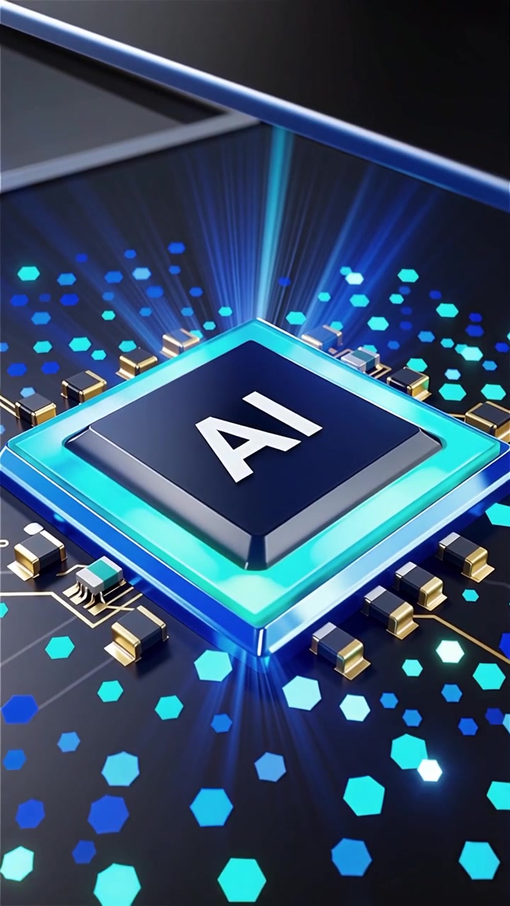 Futuristic AI Chip Motherboard Technology Background