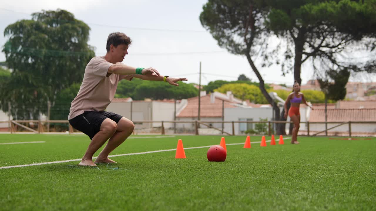 Athletes training outdoors