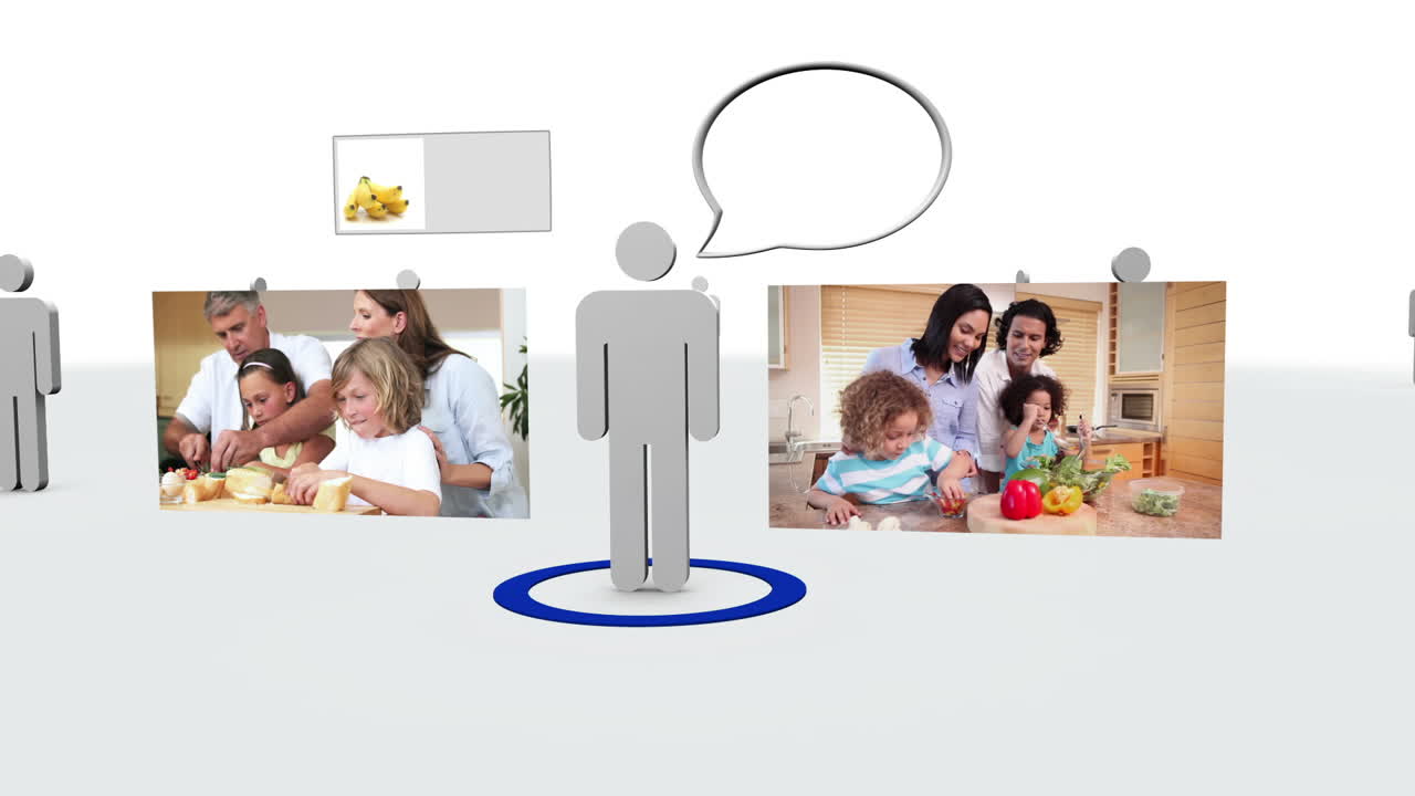 건강한 음식을 요리하는 가족들의 비디오