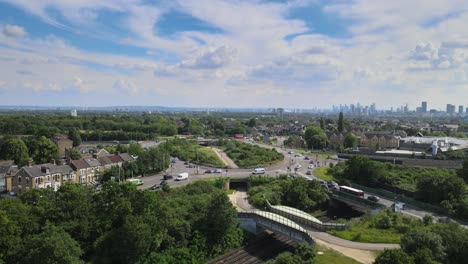 green man roundabout leytonstone east london aerial footage pan