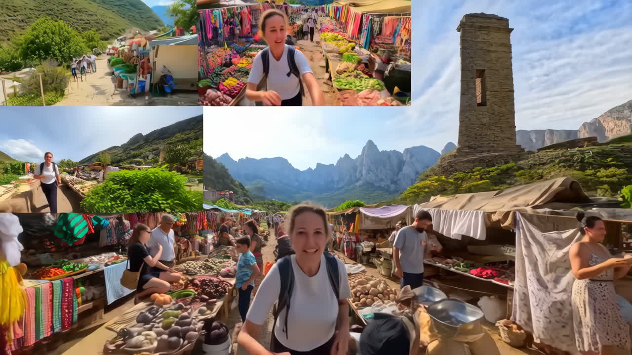A Travel Journey: Exploring Local Markets, Mountain Landscapes, and Coastal Views