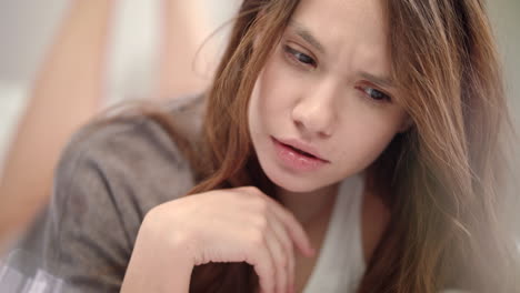 worried woman face. close up of beautiful woman with worried face expression