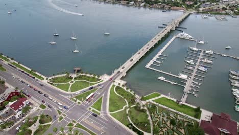 establishing drone shot of the historic city of st