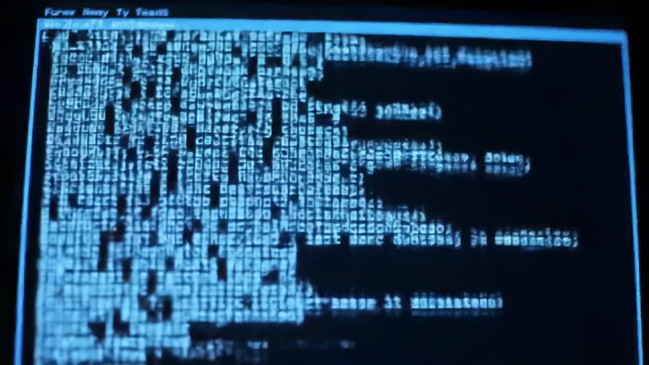 A Close-Up Exploration of Complex Code Patterns Displayed on a Computer Screen, Highlighting Technical Details and Data Structures in a Retro Digital Style