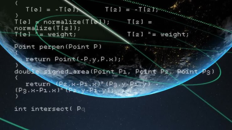 Animation of computer data processing over globe