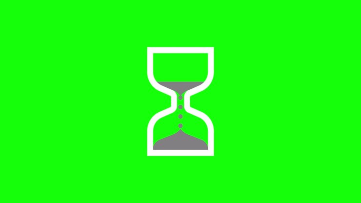 Hourglass Loading Cursor animation loop animation. Hourglass loader. 4K resolution animation on chromakey green background.