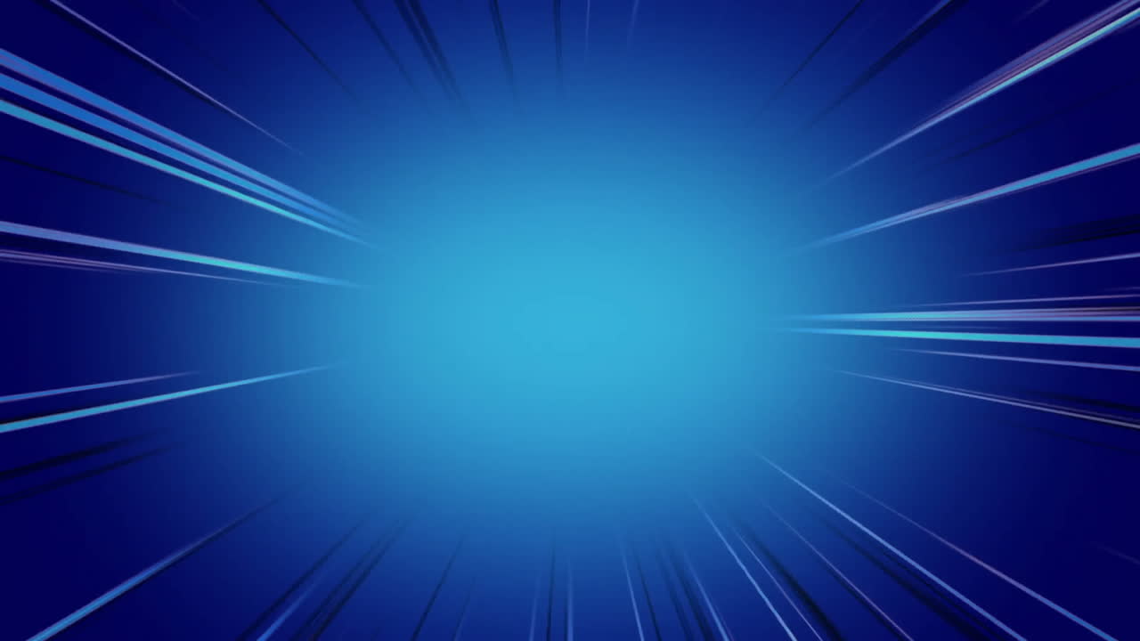 animación de focos azules y haces de luz en azul, con líneas azules y blancas que pasan, en negro