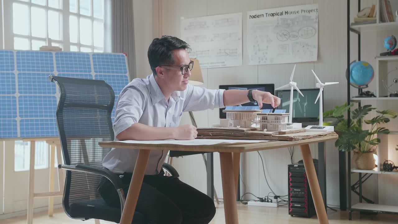 성공적인 디자인 프로젝트를 축하하는 행복한 건축가