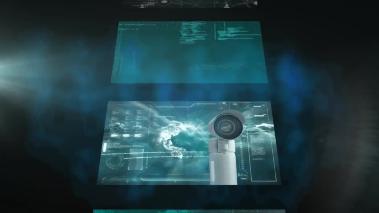 animación de una cascada de pantallas de interfaz digital con procesamiento de información y datos