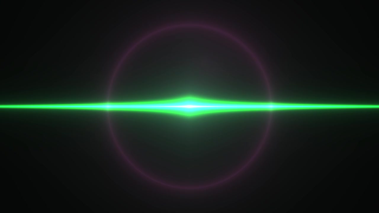 Abstrakt grøn lysstråle og lyserød cirkel pulserende animation