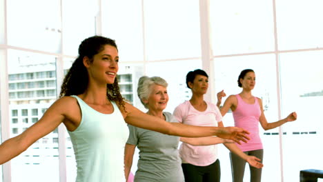 women doing a yoga class