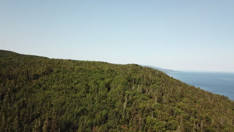 aerial view of mountain by the side of st-laurence golf in gaspesie quebec canada