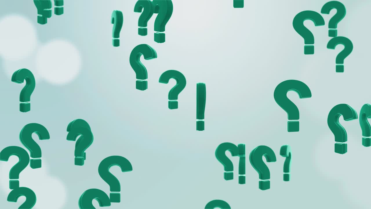 A lot of Question Mark Loop Animation Moving Background Green.