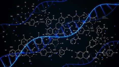 dna 가닥의 애니메이션과 데이터 처리