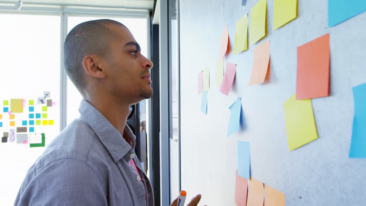 Executive reading sticky note 4k