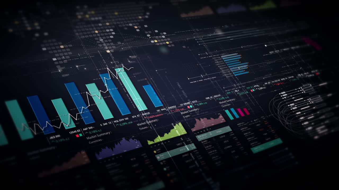 Dynamic data visuals for business info graphics, animated charts, and data-driven insights for a business meeting mock-up. Explore the world of trading, stock exchanges, and crypto