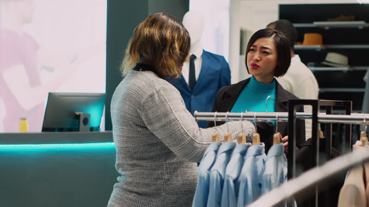 Pregnant women shopping in a clothing store