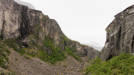 Steep-Rock-Walls-Of-Hellmo-Canyon-In-Tysfjord,-Northern-Norway